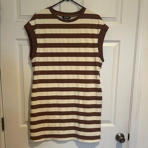 Brown and Cream Striped Dress